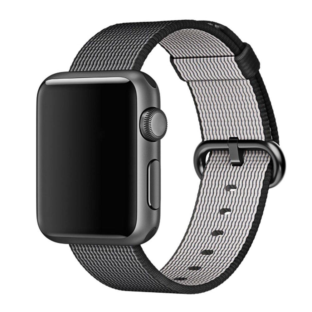 38mm Nylon Woven Braided Watch Band Soft Sports Loop Bracelet Strap for Apple Watch - Black