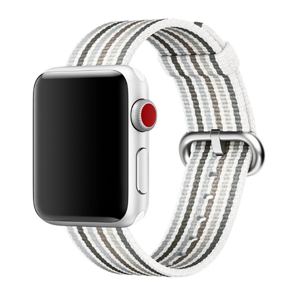 38mm Nylon Woven Braided Watch Band Soft Sports Loop Bracelet Strap for Apple Watch - White Grey