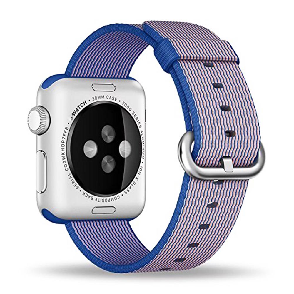 38mm Nylon Woven Braided Watch Band Soft Sports Loop Bracelet Strap for Apple Watch - Royal Blue