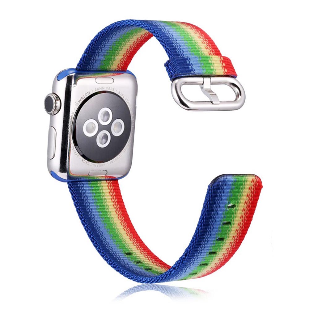 38mm Nylon Woven Braided Watch Band Soft Sports Loop Bracelet Strap for Apple Watch - Colorful