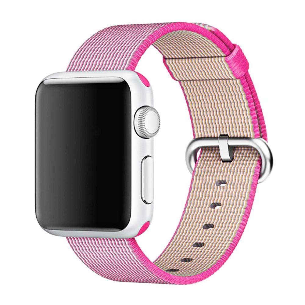 38mm Nylon Woven Braided Watch Band Soft Sports Loop Bracelet Strap for Apple Watch - Pink