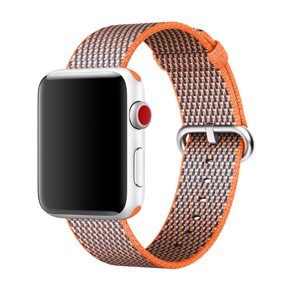 38mm Nylon Woven Braided Watch Band Soft Sports Loop Bracelet Strap for Apple Watch - Orange Check