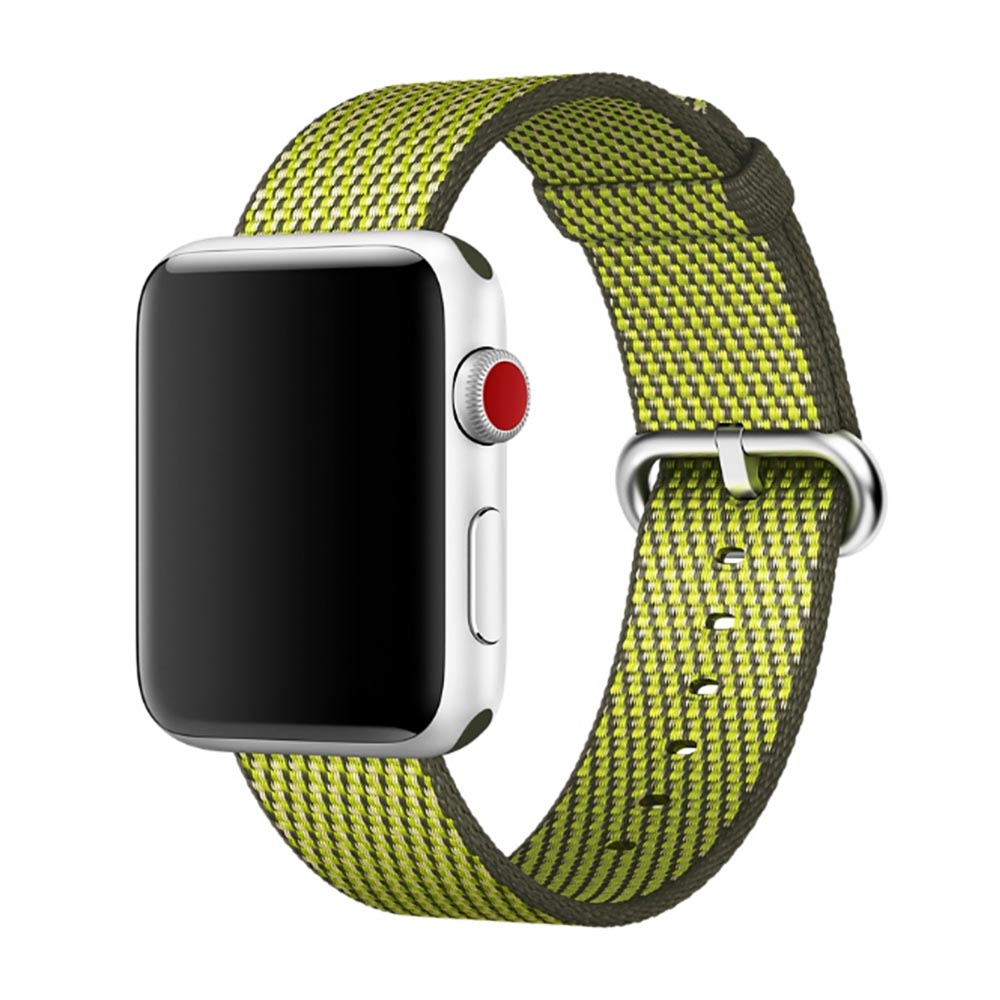 38mm Nylon Woven Braided Watch Band Soft Sports Loop Bracelet Strap for Apple Watch - Green Check