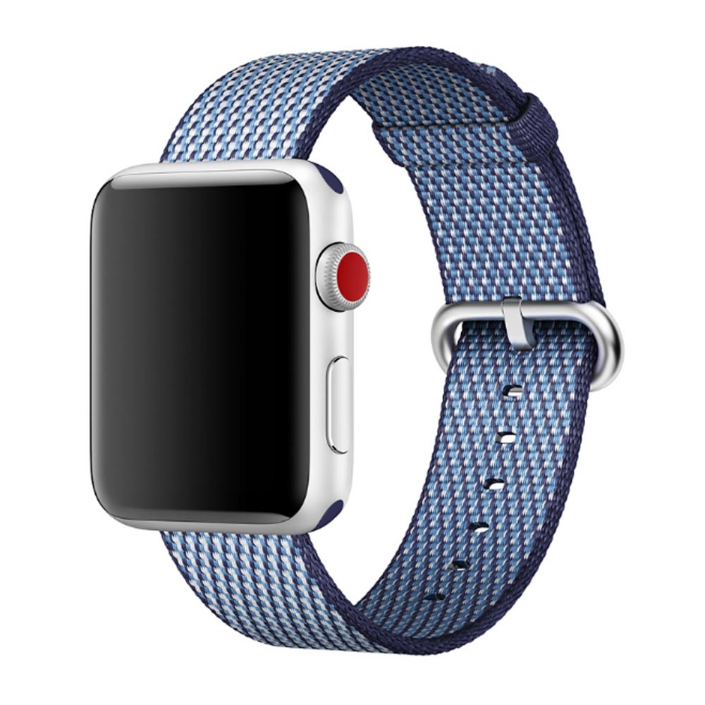 38mm Nylon Woven Braided Watch Band Soft Sports Loop Bracelet Strap for Apple Watch - Blue Check