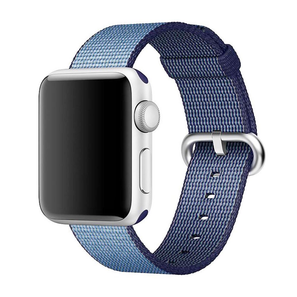 38mm Nylon Woven Braided Watch Band Soft Sports Loop Bracelet Strap for Apple Watch - Navy Blue