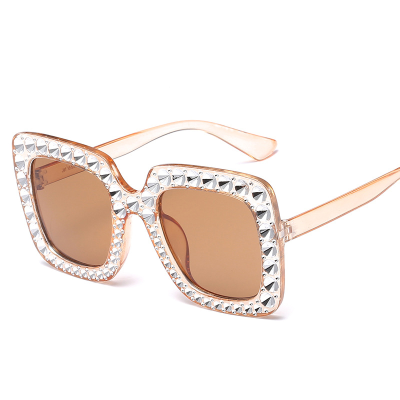 Women's Oversized Square Bling Rhinestone Sunglasses Outdoor Fashion Glasses