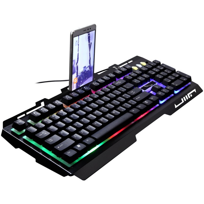 G700 LED Rainbow Color Backlight Waterproof Gaming Game USB Wired Keyboard
