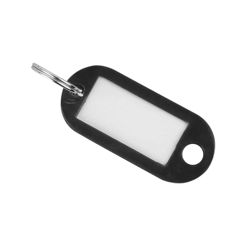 Colored Blank Key Tag ID Fobs Plastic Identity Keyrings Tags - Black
