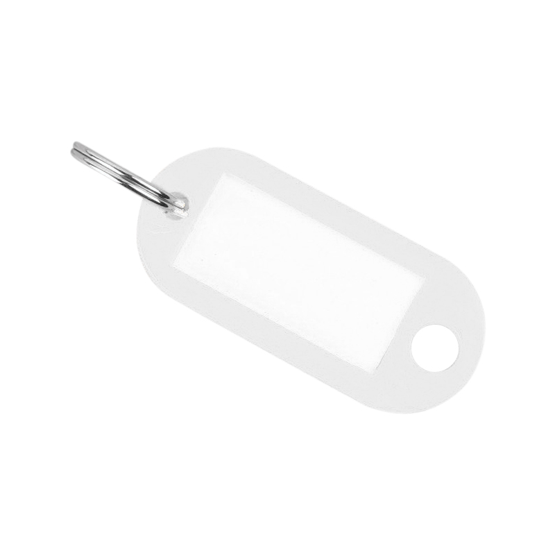 Colored Blank Key Tag ID Fobs Plastic Identity Keyrings Tags - White