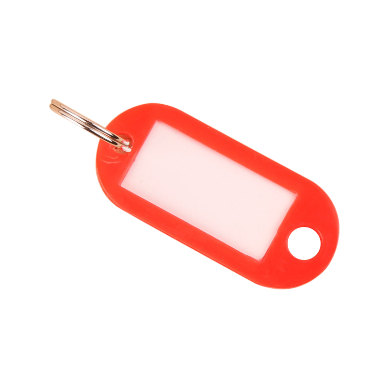 Colored Blank Key Tag ID Fobs Plastic Identity Keyrings Tags - Red