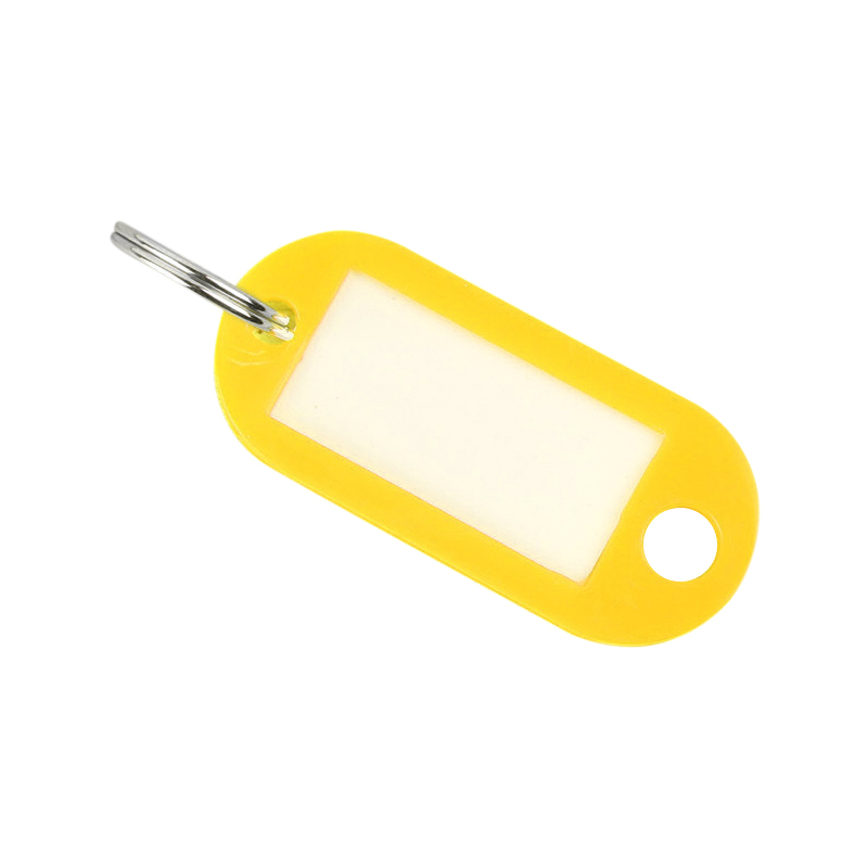 Colored Blank Key Tag ID Fobs Plastic Identity Keyrings Tags - Yellow