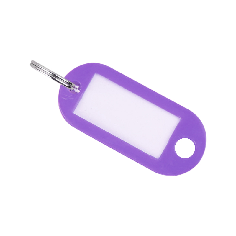 Colored Blank Key Tag ID Fobs Plastic Identity Keyrings Tags - Purple