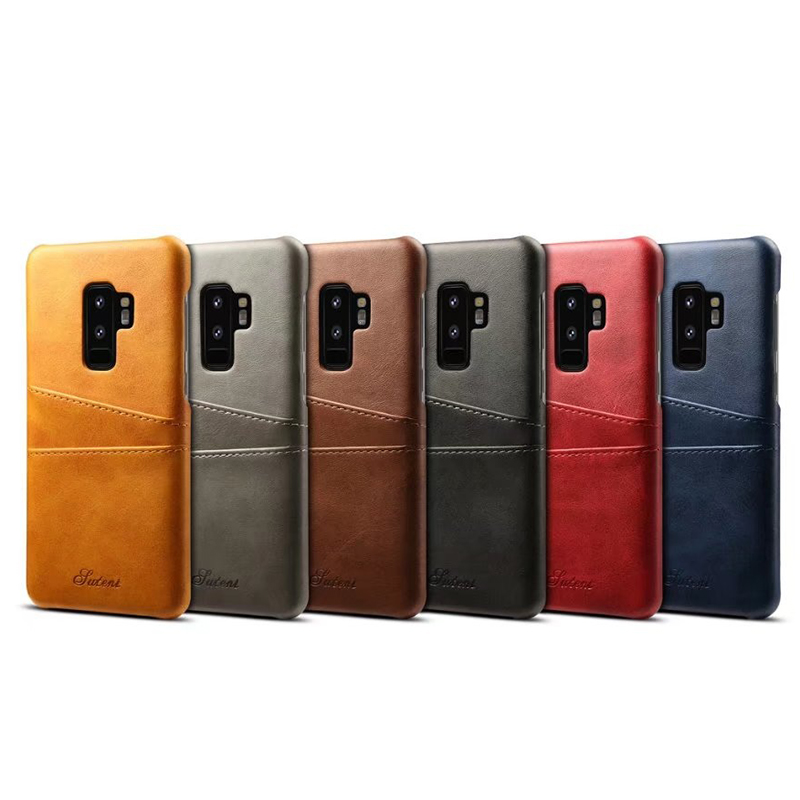 Ultra-Slim Vintage Wallet PU Leather Case Back Cover for Samsung S9 Plus - Brown