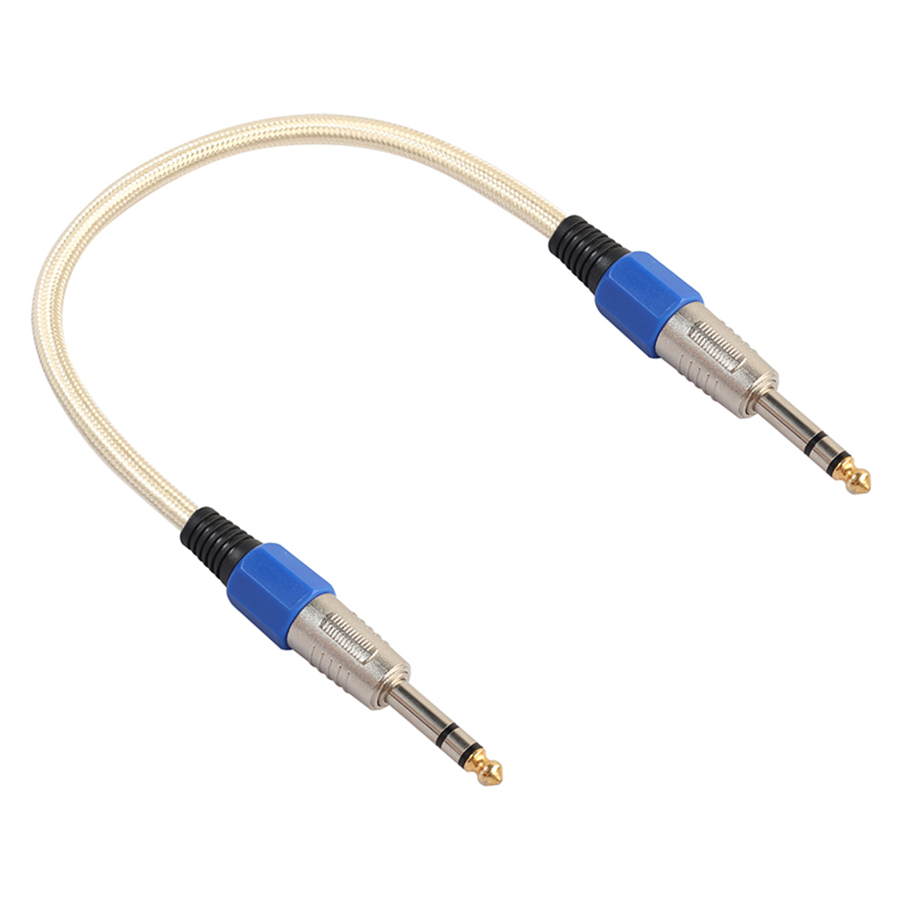 6.35mm Male To Male Braided Audio Aux Cable Stereo Guitar Adapter Connector - 0.3M