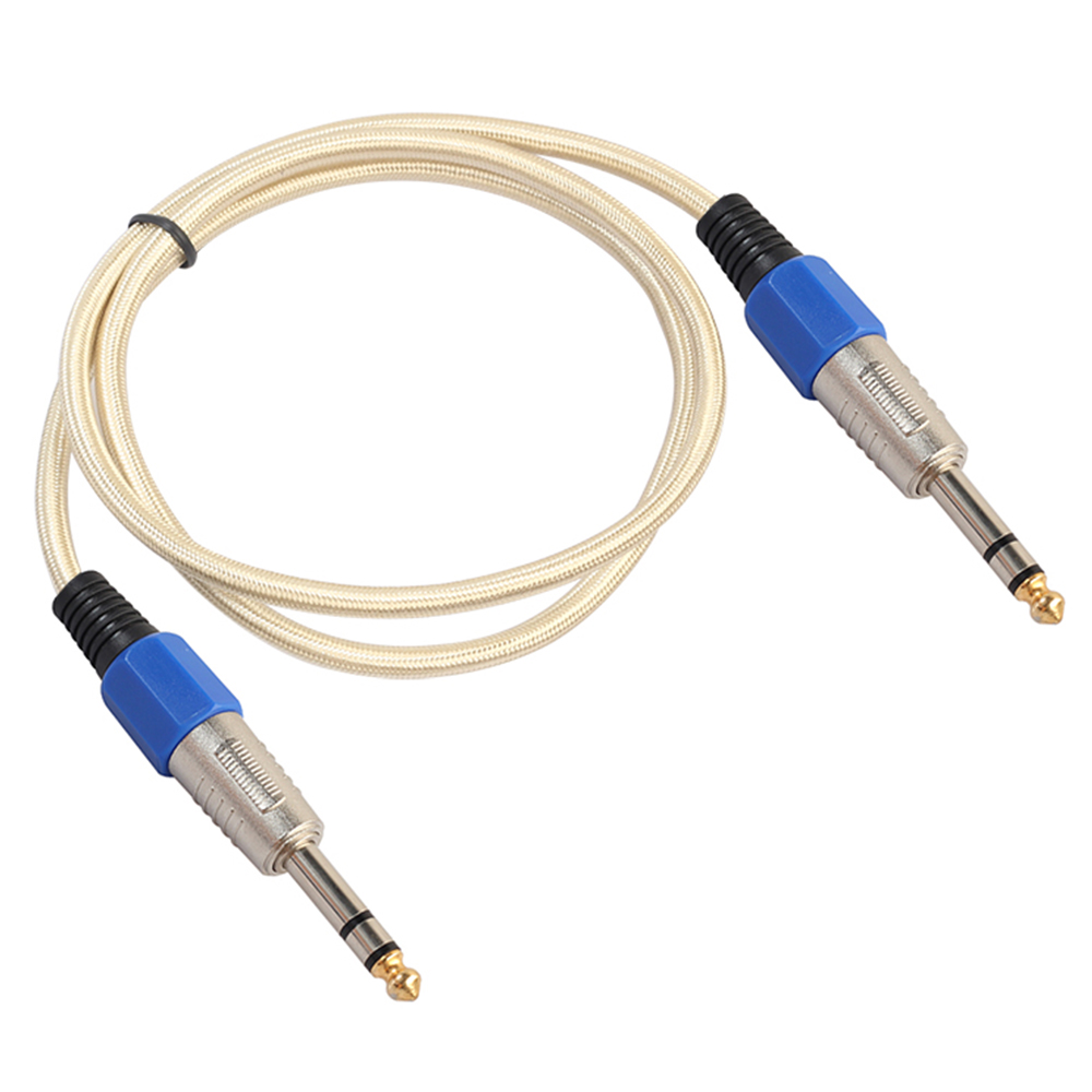 6.35mm Male To Male Braided Audio Aux Cable Stereo Guitar Adapter Connector - 1M