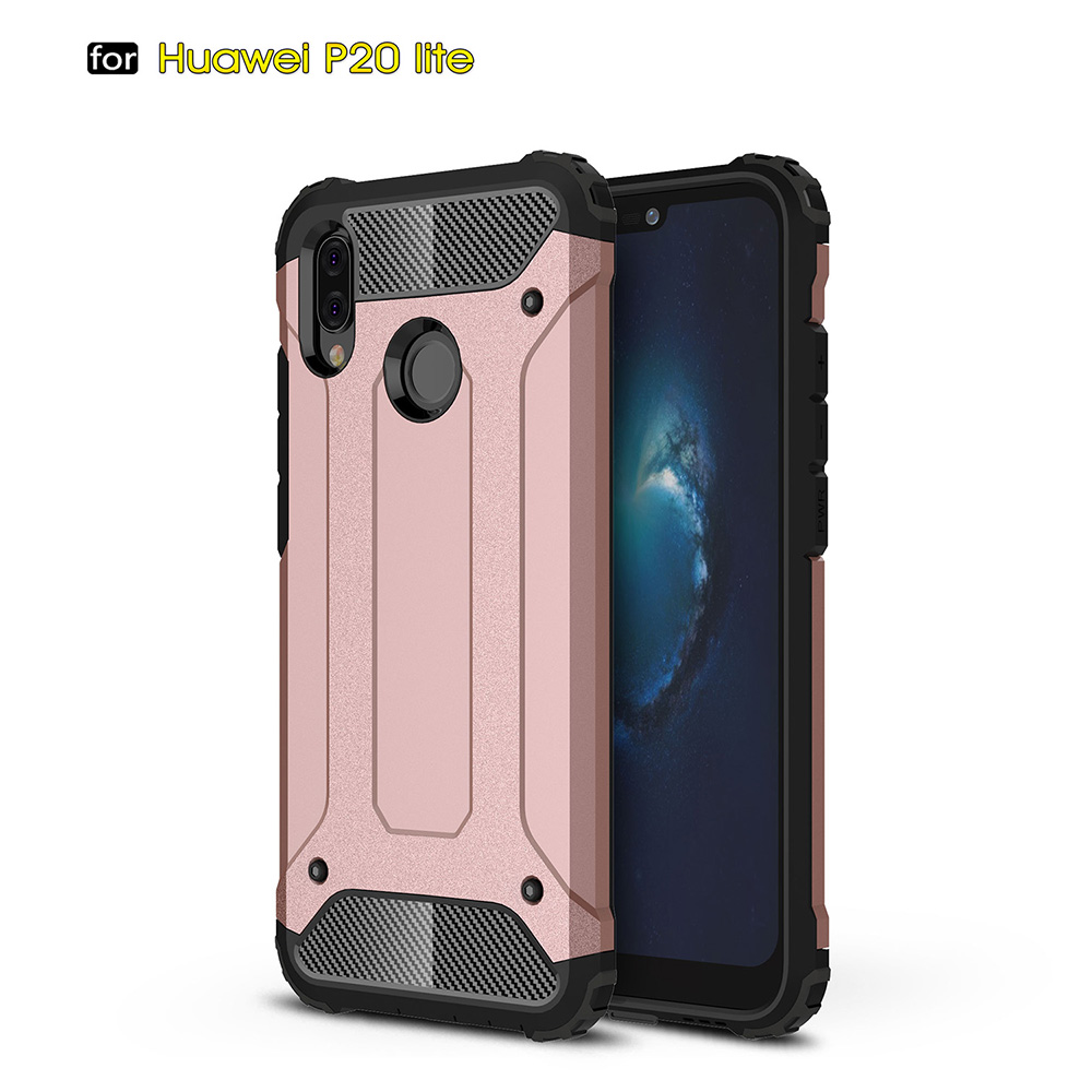 Cool Rugged Hybrid Armor Case TPU+PC 2in1 Dual Layer Shockproof Back Cover for Huawei P22 Lite - Rose Golden