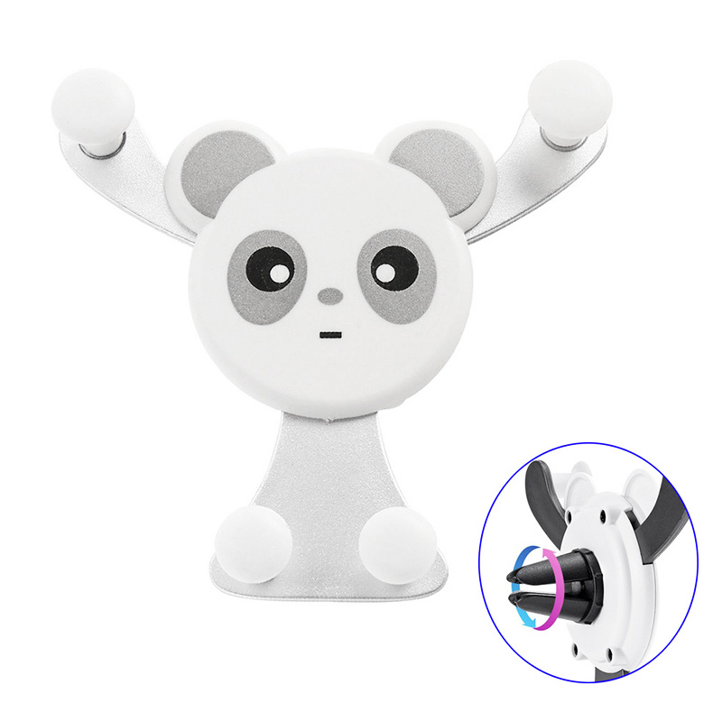 Cute Panda Car Air Vent Universal Mobile Phone Holder Stand Mount - Silver