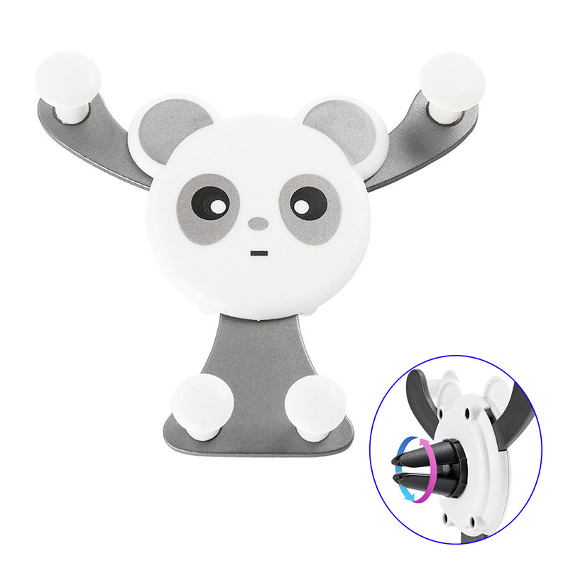 Cute Panda Car Air Vent Universal Mobile Phone Holder Stand Mount - Grey