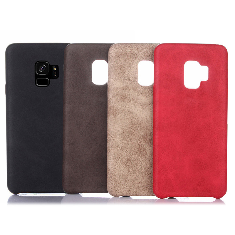 Premium Vintage PU Leather Case Ultra-thin Flexible Shockproof Back Cover for Samsung S9 - Black
