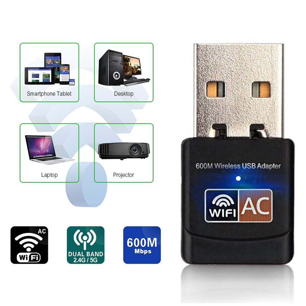 600Mbps Dual Band Wireless USB WiFi Adapter Dongle AC600 2.4G/5G Home Network
