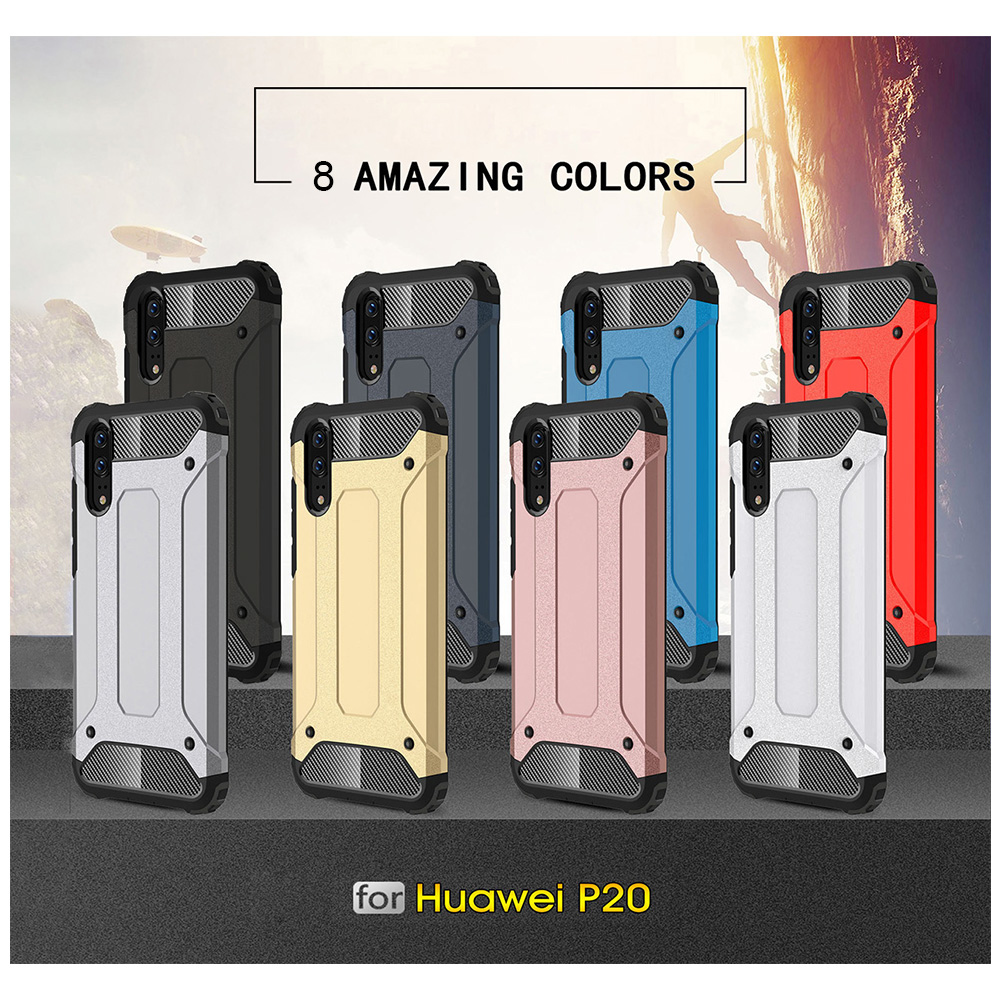 Huawei P20 Rugged Armor Shockproof Case Hybrid TPU+PC Dual Layer Protection Back Cover Shell - Golden