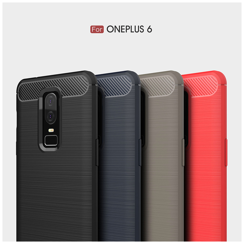 Ultra-thin Carbon Fiber TPU Anti Scratch Shockproof Case Back Cover for OnePlus 6 - Black