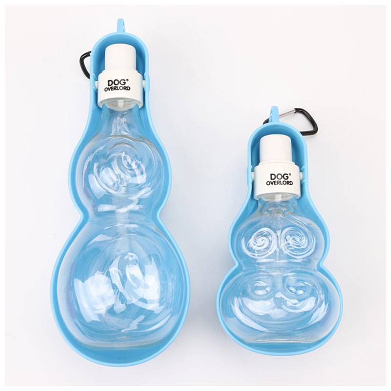 500ML Portable Pet Dog Water Bottle Outdoor Travel Feed Drinking Dispenser Feeding Bowl - Blue
