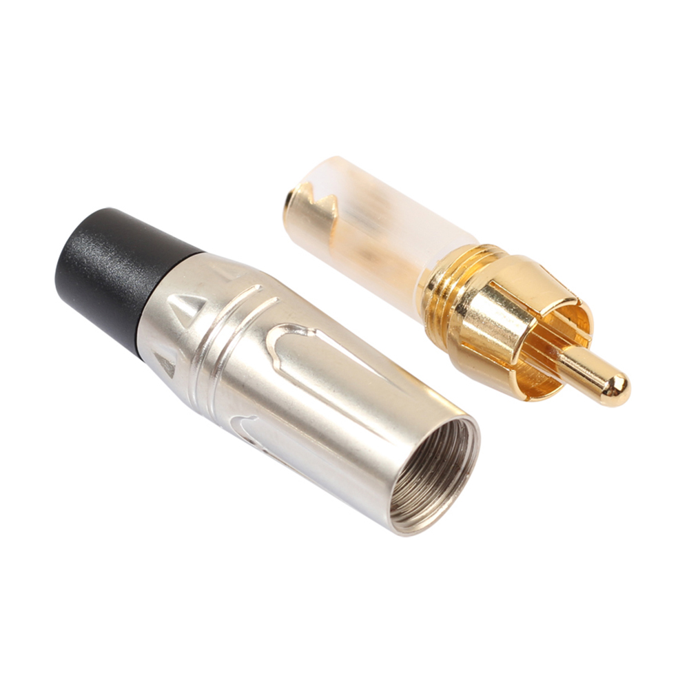 RCA Male Plug Gold Plated Audio Solder Connector Adapter - Gun Grey