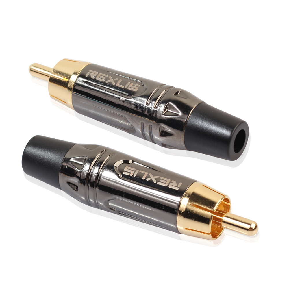 RCA Male Plug Gold Plated Audio Solder Connector Adapter - Pearl Nickel