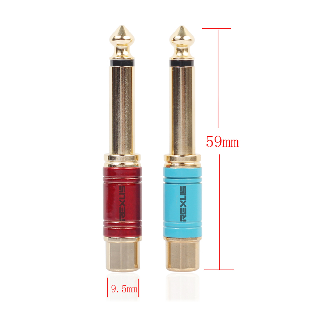 6.35mm 1/4 Inch Male to RCA Female Plug Audio Jack Converter Connector Adapter for Headphone - Blue