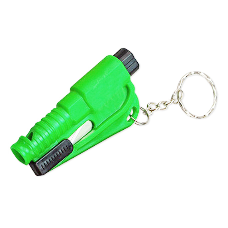 2-in-1 Emergency Mini Safety Hammer Car Window Glass Breaker Life-saving Tool Key Chain - Green