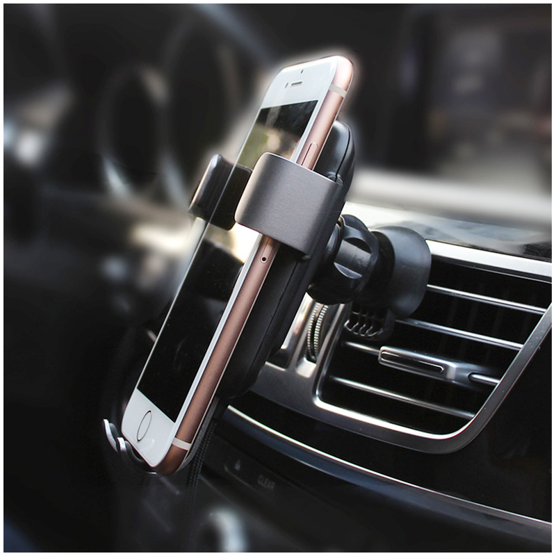 Qi Wireless Car Charger Mount Air Vent Fast Charge Charging Gravity Phone Holder Stand - Black