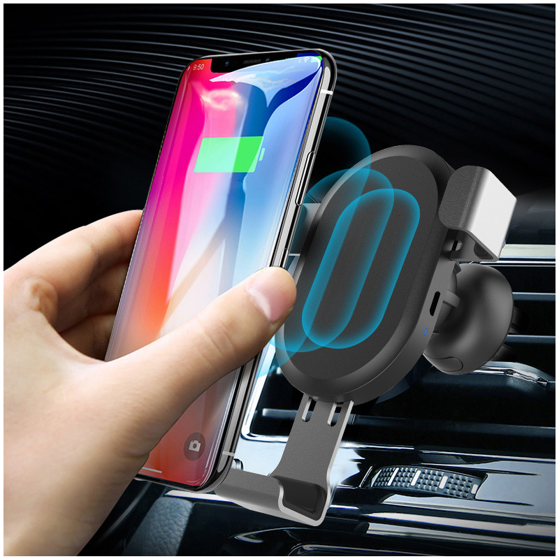 BQ001 Qi Fast Charge Wireless Gravity Car Charger Mount Phone Holder Stand