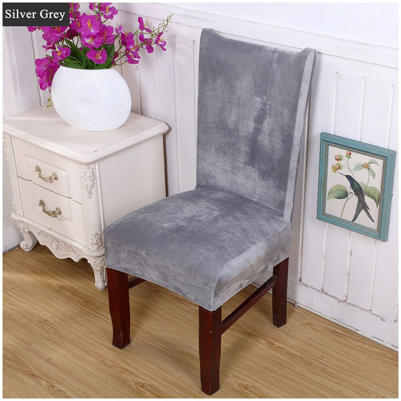Removable Stretch Chair Cover Soft Spandex Washable Dinning Room Seat Slipcover - Silver Grey