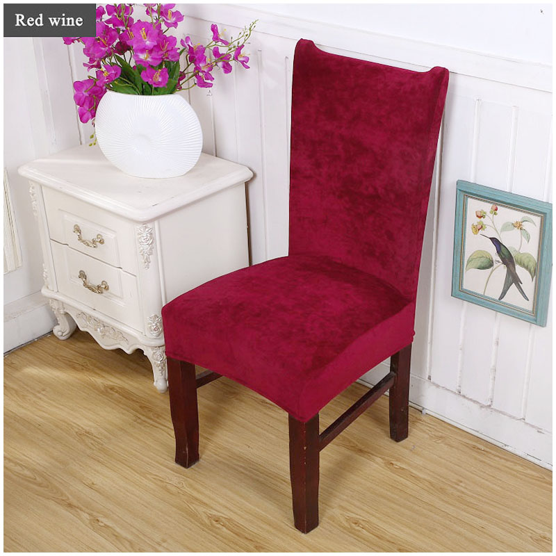Removable Stretch Chair Cover Soft Spandex Washable Dinning Room Seat Slipcover - Wine Red