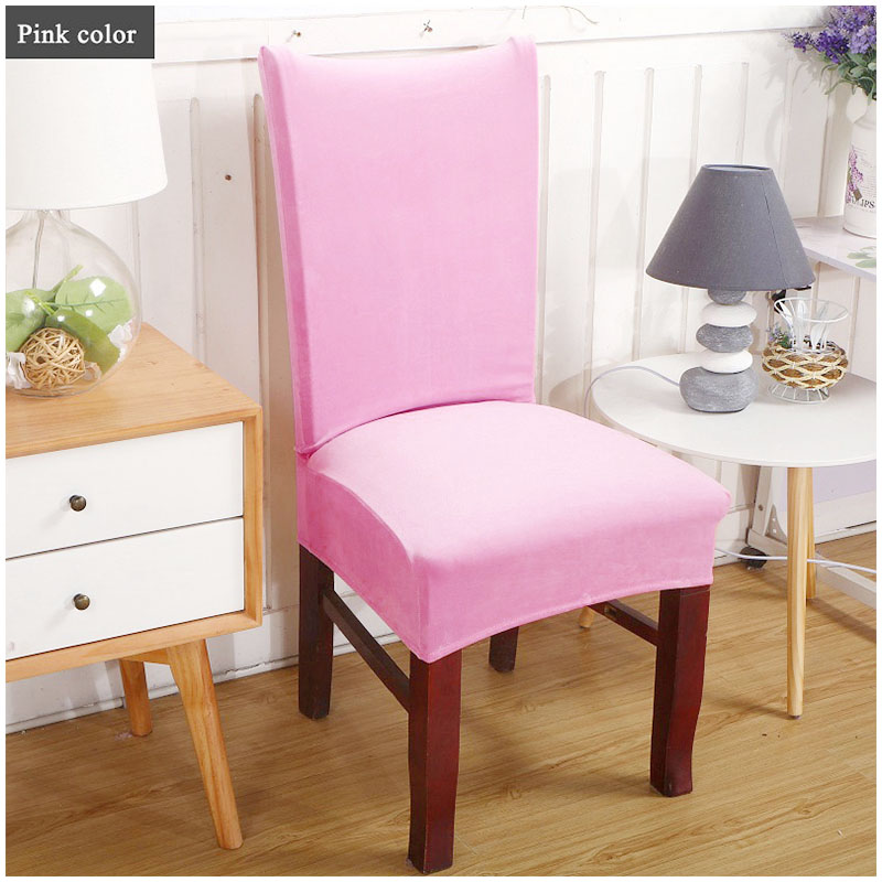 Removable Stretch Chair Cover Soft Spandex Washable Dinning Room Seat Slipcover - Pink