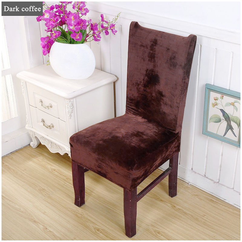 Removable Stretch Chair Cover Soft Spandex Washable Dinning Room Seat Slipcover - Brown