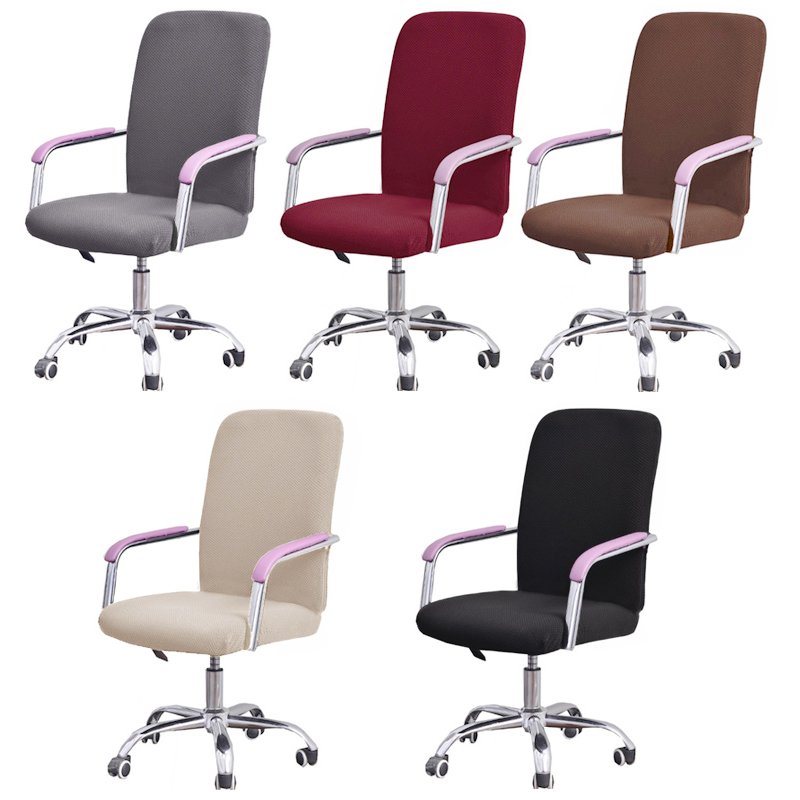 Polyester Stretch Rotating Split Chair Cover for Computer Office Size S - Wine Red
