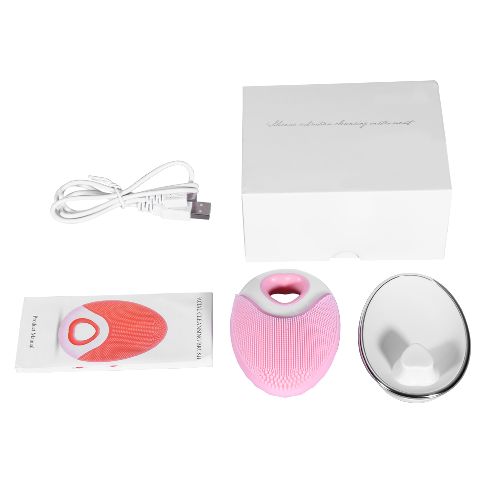 Sonic Vibration Silicone Face Cleanser Massager Brush Wireless Charging Waterproof Facial Cleaning Tool