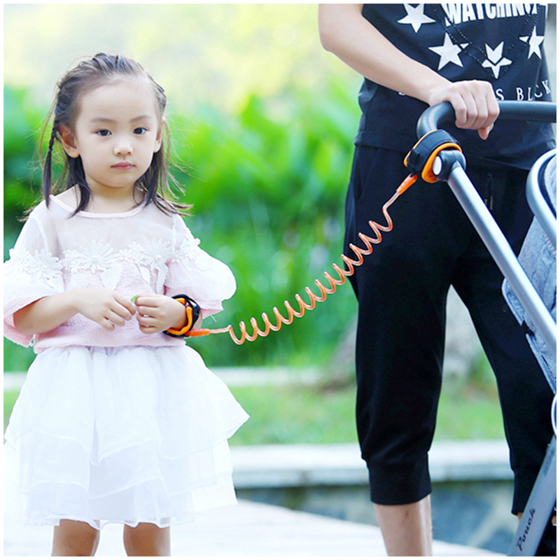 1.5M Child Kids Anti-lost Safety Leash Wrist Link Harness Strap Reins Traction Rope - Orange