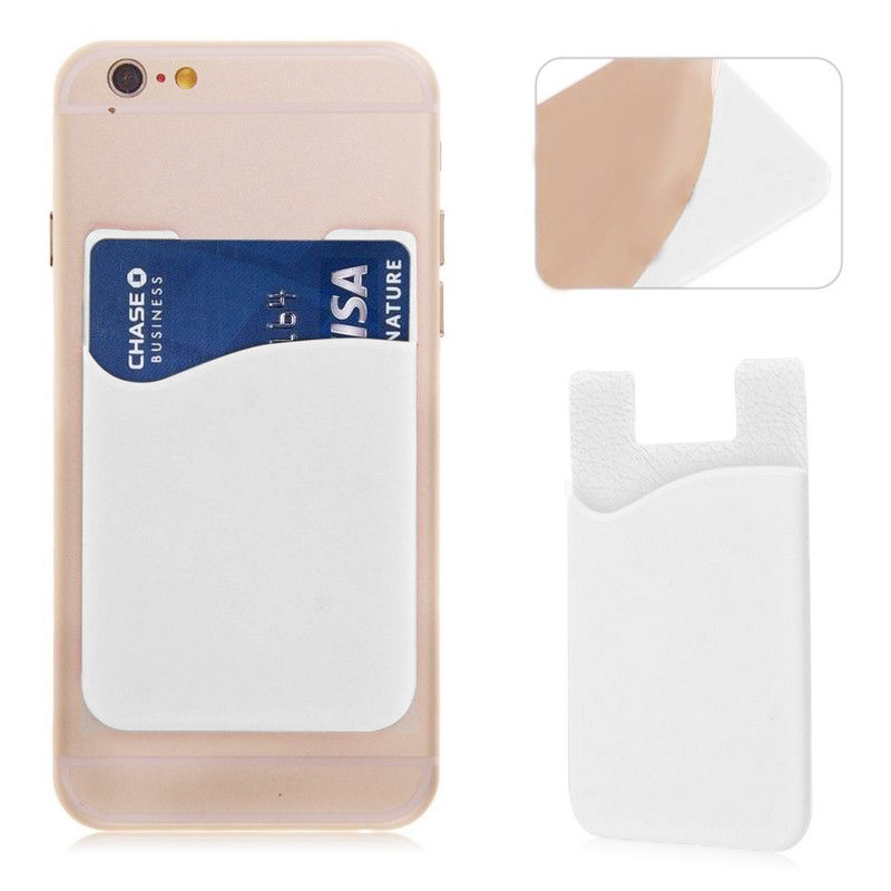 Cellphone Silicone Adhesive Credit Card Pocket Money Pouch Holder Case - White