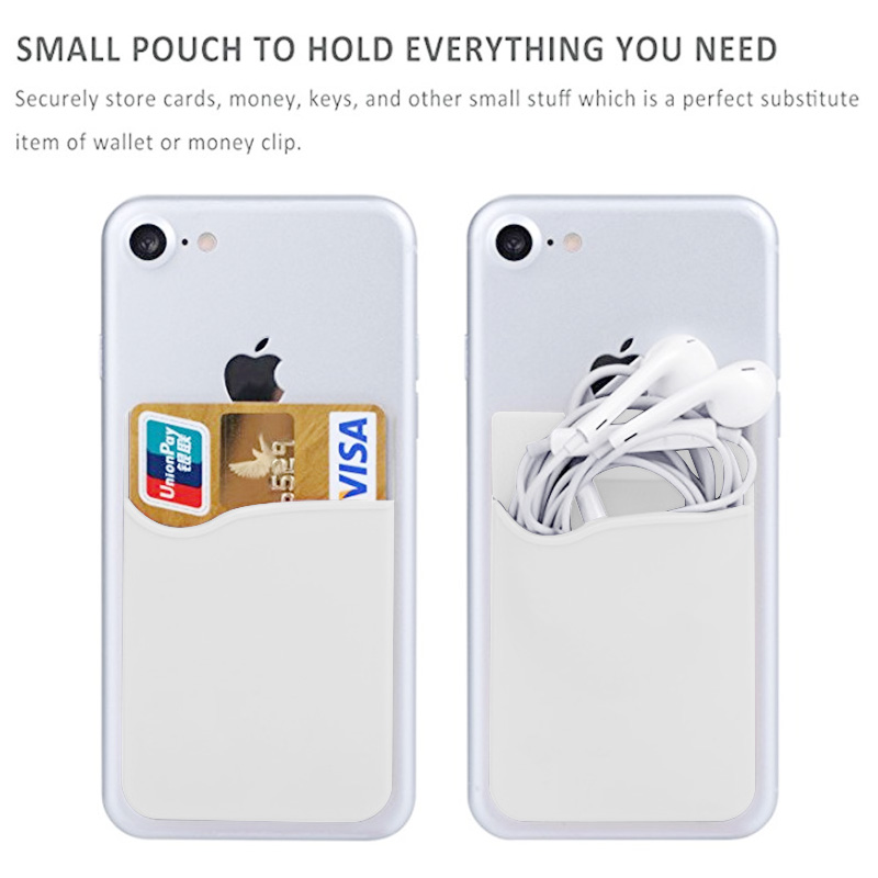 Cellphone Silicone Adhesive Credit Card Pocket Money Pouch Holder Case - White