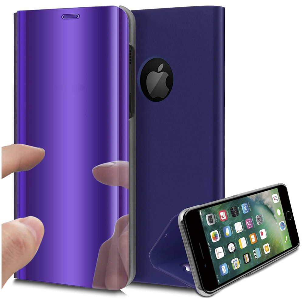 Ultra-slim Mirror Plating Case Shockproof Flip Stand Cover for iphone7/8 - Purple
