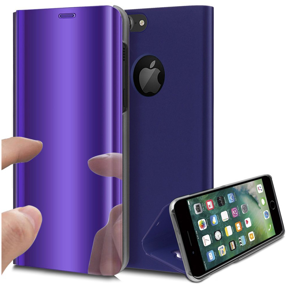 Slim Luxury Plating Mirror Flip Stand Protective Case Cover for iphone7/8 Plus - Purple