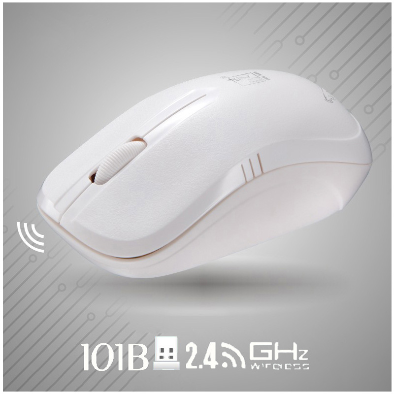 2.4G 1600DPI Wireless Optical Mouse Universal Cordless Office Gaming Mouses for Laptop PC - White