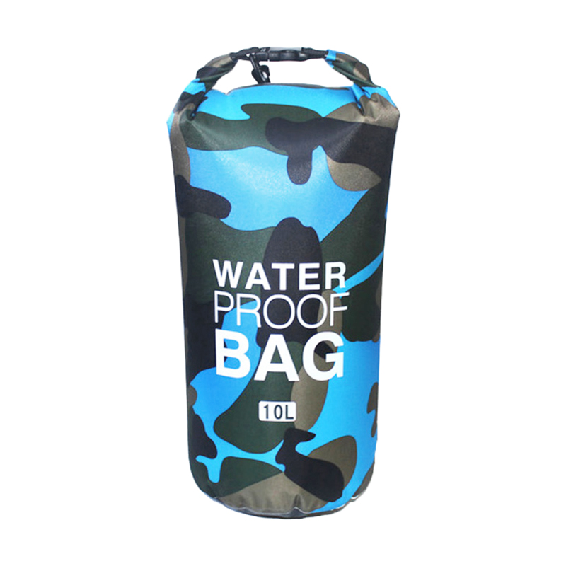 10L Camouflage PVC Waterproof Dry Bag Pouch Backpack Organizer for Outdoor Sports - Light Blue