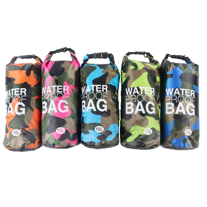 10L Camouflage PVC Waterproof Dry Bag Pouch Backpack Organizer for Outdoor Sports - Light Blue