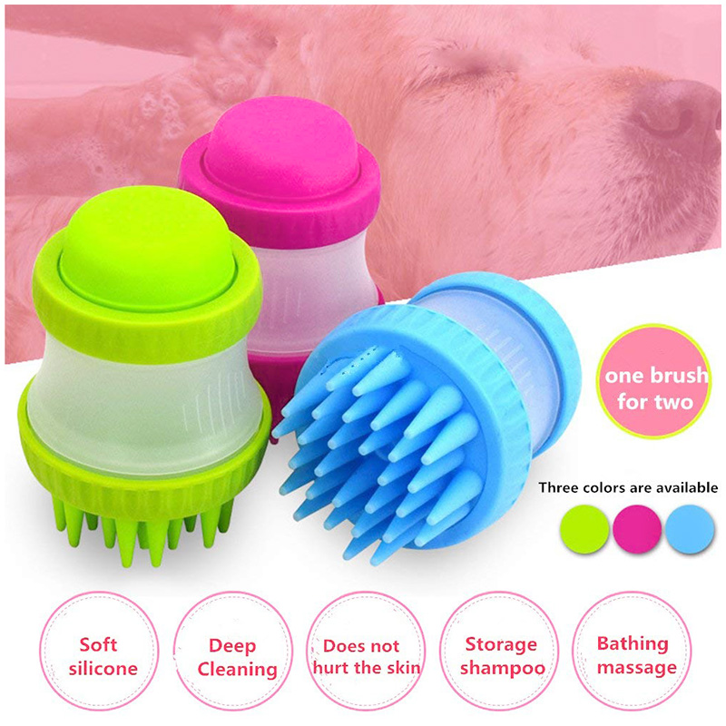 Multi-function PP+Silicone Pet Bath Massage Brush Pets Dog Bathing Cup Shower Tool - Green