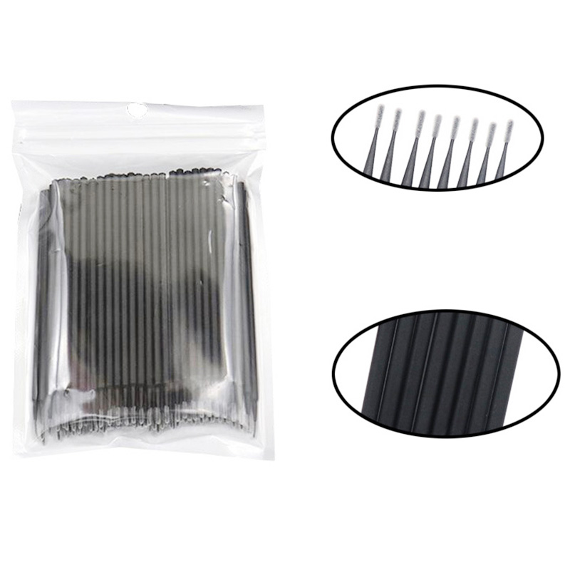 100Pcs/Lot Durable Micro Disposable Eyelash Extension Mascara Brush Eyelashes Glue Cleaning Stick Size XS - Black