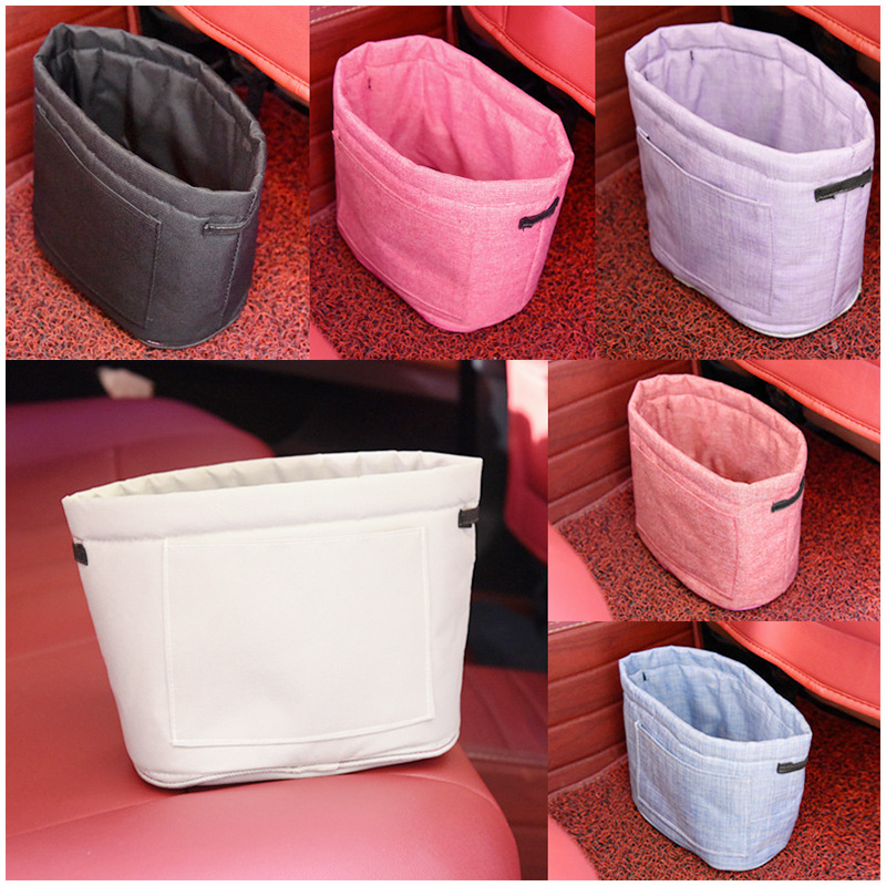 Car Oxford Trash Can Litter Bag Collapsible Car Garbage Holder Storage Bucket for Traveling - Purple